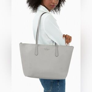 Kate Spade Kitt Large Nylon leather Tote Bag Nimbus Grey $299 MSRP Like New!!